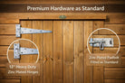 Durable 45mm x 45mm Redwood framing of Montana Apex Style Barn Wooden Garden Shed