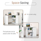 HOMCOM L-Shaped Desk, Corner Computer Desk, Adjustable Study Table with Storage Shelf, Drawer and Cabinet, Workstation for Home Office, White Wood Grain - anydaydirect