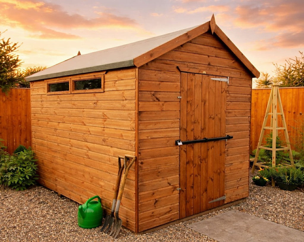 Security Apex Wooden Garden Shed with bolted hinges and security bar for enhanced safety