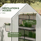 Outsunny Greenhouse Cover Replacement Walk-in PE Hot House Cover with Roll-up Door and Windows, 140 x 143 x 190cm, White - anydaydirect