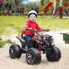 HOMCOM 12V Quad Bike ATV with LED Lights, Music, Backrest, Forward, Backward, Red - anydaydirect