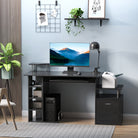 HOMCOM Computer Desk PC Workstation with Drawer Shelves CPU Storage Rack Home Office Furniture 152 x 60 x 88cm (BLACK) - anydaydirect