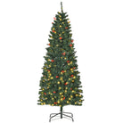 HOMCOM 6FT Prelit Artificial Pencil Christmas Tree with Warm White LED Light, Red Berry, Holiday Home Xmas Decoration, Green - anydaydirect