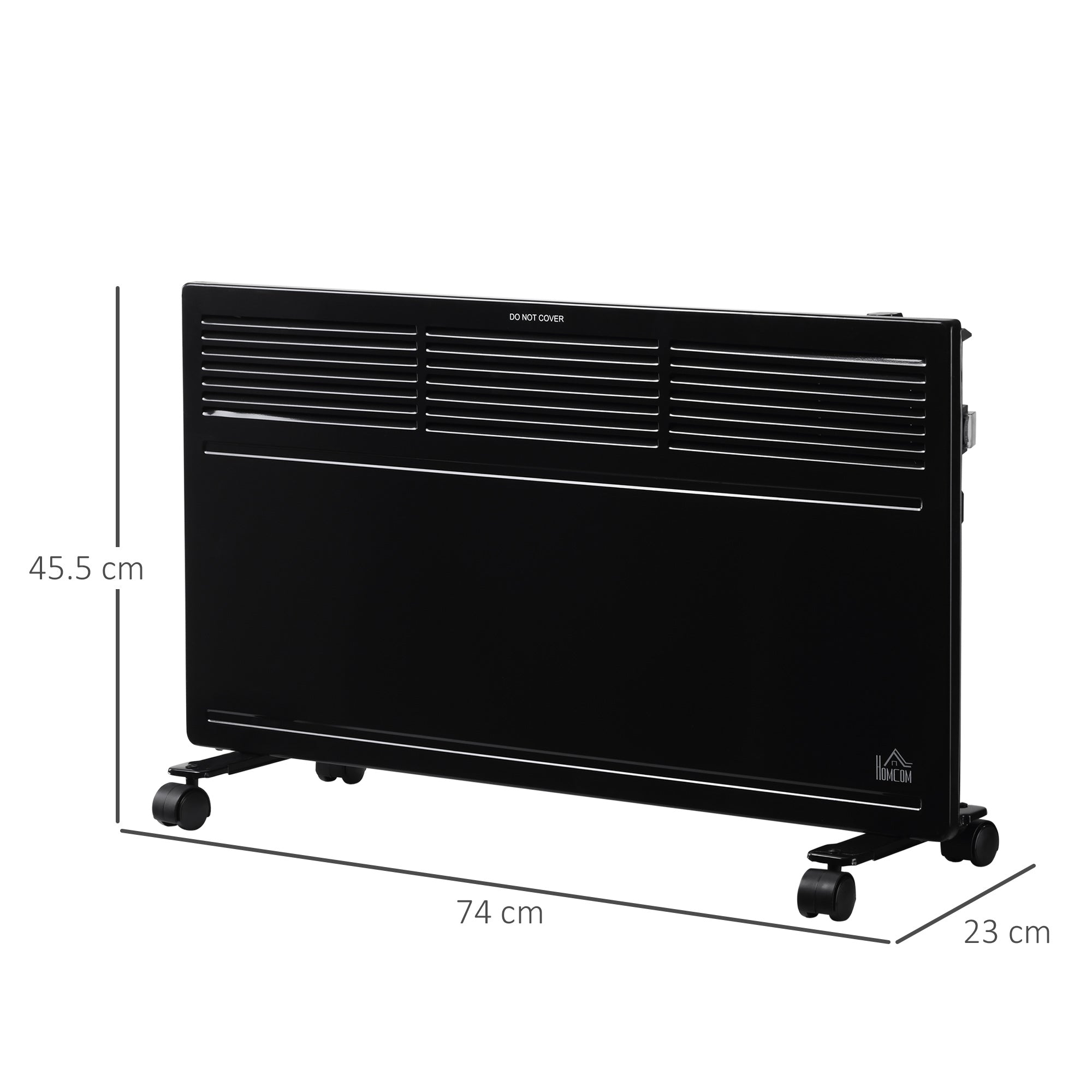 HOMCOM POWER Convector Radiator Freestanding or Wall-mounted Heating with 2 Heat Settings Safety Cut-Off, Black - anydaydirect