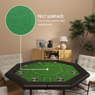 SPORTNOW 8 Player Folding Poker Table, Portable Octagon Blackjack Table with Cup Holders with Cup Holders, Padded Edge, Green - anydaydirect