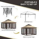 Outsunny 3 x 3(m) Pop Up Gazebo, Height Adjustable Instant Event Shelter with Netting and Carrying Bag, Beige - anydaydirect