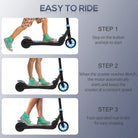 HOMCOM Folding Electric Scooter Adult E Scooter, 120W, with Rear Wheel Brake, 8km/h Maximum Speed, for Ages 6+ Years Old, Sky Blue - anydaydirect