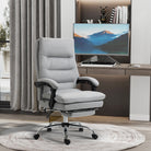 Vinsetto Office Chair, Ergonomic Desk Chair with 6-Point Vibration Massage and Back Heating, Microfibre Computer Gaming Chair with 135° Reclining Back and Footrest, Grey - anydaydirect