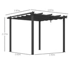 Outsunny 3 x 3m Aluminium Pergola, with Retractable Roof - Dark Grey - anydaydirect