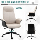 Vinsetto Office Chair, Linen Fabric Desk Chair, Comfortable Computer Chair with Adjustable Height, Padded Armrests and Swivel Wheels, Beige - anydaydirect