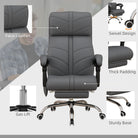 Vinsetto High Back Vibration Massage Office Chair, Heated Reclining PU Leather Computer Chair with Footrest, Grey - anydaydirect