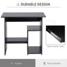 HOMCOM Compact Small Computer Table Wooden Desk Keyboard Tray Storage Shelf Modern Corner Table Home Office Black - anydaydirect