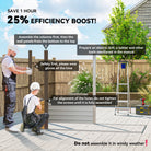 Outsunny 3.7 x 7.9ft Galvanised Steel Shed, with Latched Door and Padlock - Oak - anydaydirect
