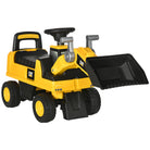 HOMCOM CAT Licensed Construction Digger Ride-On for Kids, Manual Bucket & Under Seat Storage, Yellow - anydaydirect