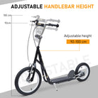 HOMCOM Teen Scooter Push Kick Scooters for Kids with Rubber Wheels Adjustable Handlebar Front Rear Dual Brakes Kickstand, for 5+ Years, Black - anydaydirect