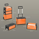 HOMCOM 3-in-1 Stackable Rolling Tool Box - Orange - anydaydirect