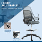 Vinsetto Ergonomic Mesh Back Drafting Chair Draughtsman Chair with Adjustable Height, Grey - anydaydirect