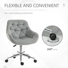 Vinsetto Home Office Chair Velvet Ergonomic Computer Chair Comfy Desk Chair with Adjustable Height, Arm and Back Support, Grey - anydaydirect