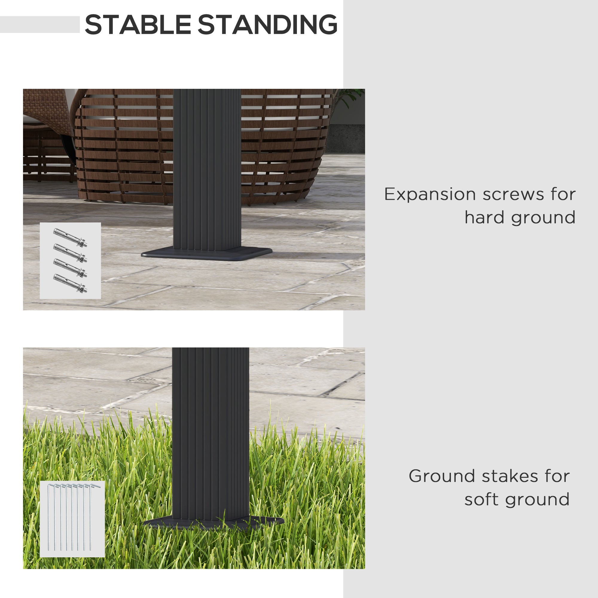Outsunny 3 x 3m Aluminium Pergola, with Retractable Roof - Dark Grey - anydaydirect