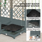 Outsunny Raised Garden Bed with Trellis, Plastic Planter Box with Drainage Holes, Drain Plugs and Water Reservoirs for Climbing Plants, Vegetables, Flowers, Grey - anydaydirect