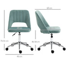 Vinsetto Mid Back Office Chair Velvet Fabric Swivel Scallop Shape Computer Desk Chair for Home Study Bedroom Green - anydaydirect