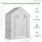 Outsunny Greenhouse for Outdoor, Portable Gardening Plant Grow House with 2 Tier Shelf, Roll-Up Zippered Door, PE Cover, 143 x 73 x 195cm, Green - anydaydirect