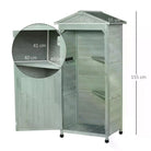 Outsunny Wooden Garden Cabinet 3-Tier Storage Shed 2 Shelves Lockable Organizer with Hooks Foot Pad 74 x 55 x 155cm Green - anydaydirect