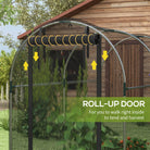 Outsunny Galvanised Steel Fruit Cage, Plant Protection Tent with Zipped Door, 1.2 x 2.4 x 1.9m, Black - anydaydirect