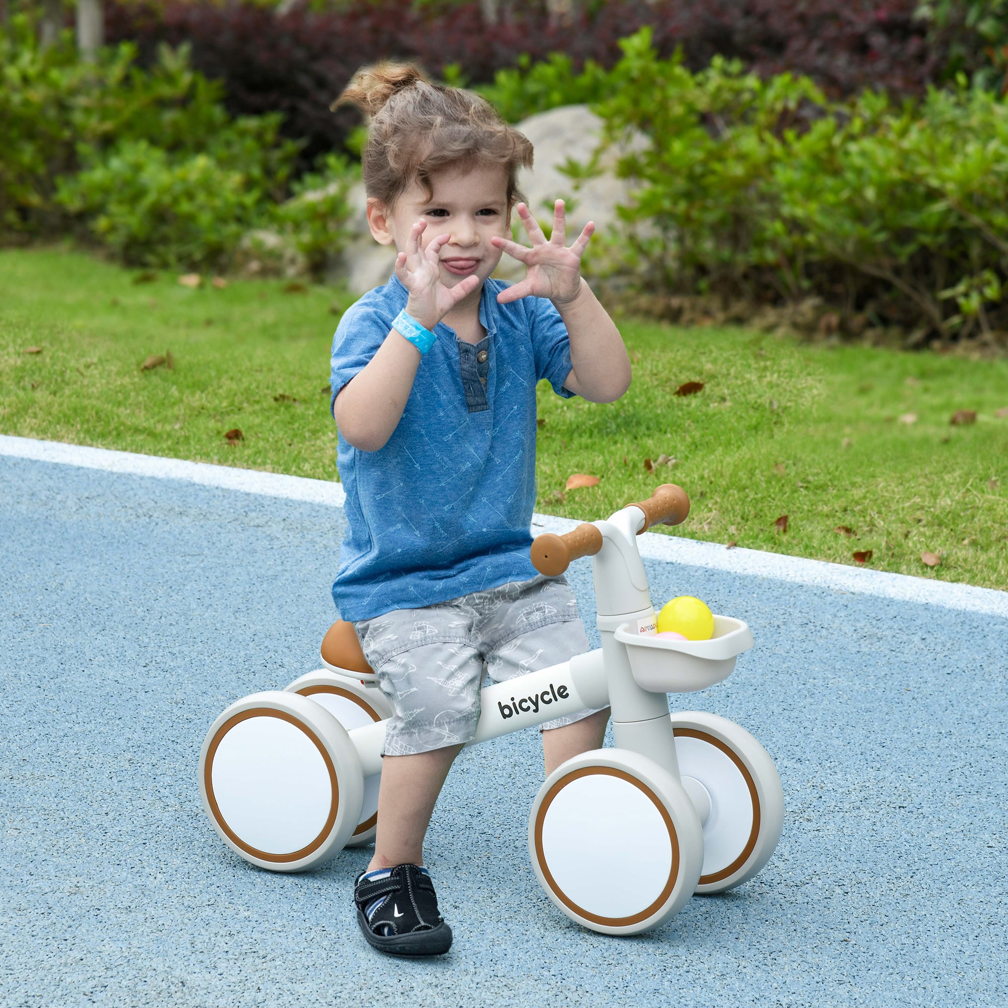 AIYAPLAY Kids Balance Bike for 1-3 Years Old with Adjustable Seat, Silent Wheels, White - anydaydirect