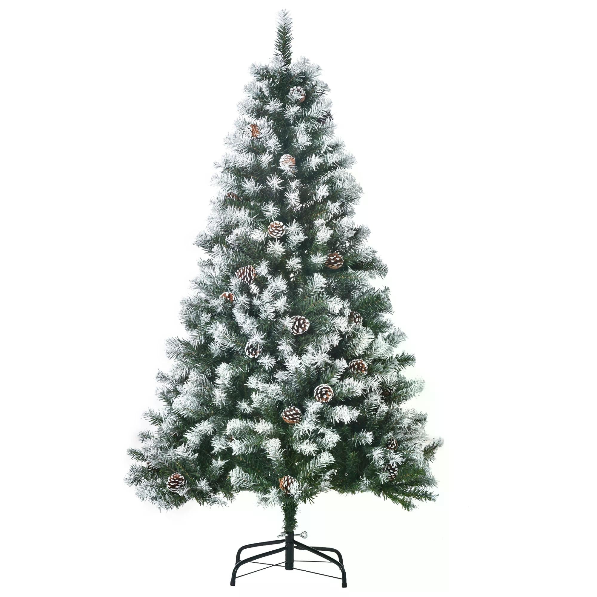 HOMCOM 5FT Artificial Christmas Tree with Pine Cones, Holiday Home Xmas Decoration Automatic Open, Green - anydaydirect