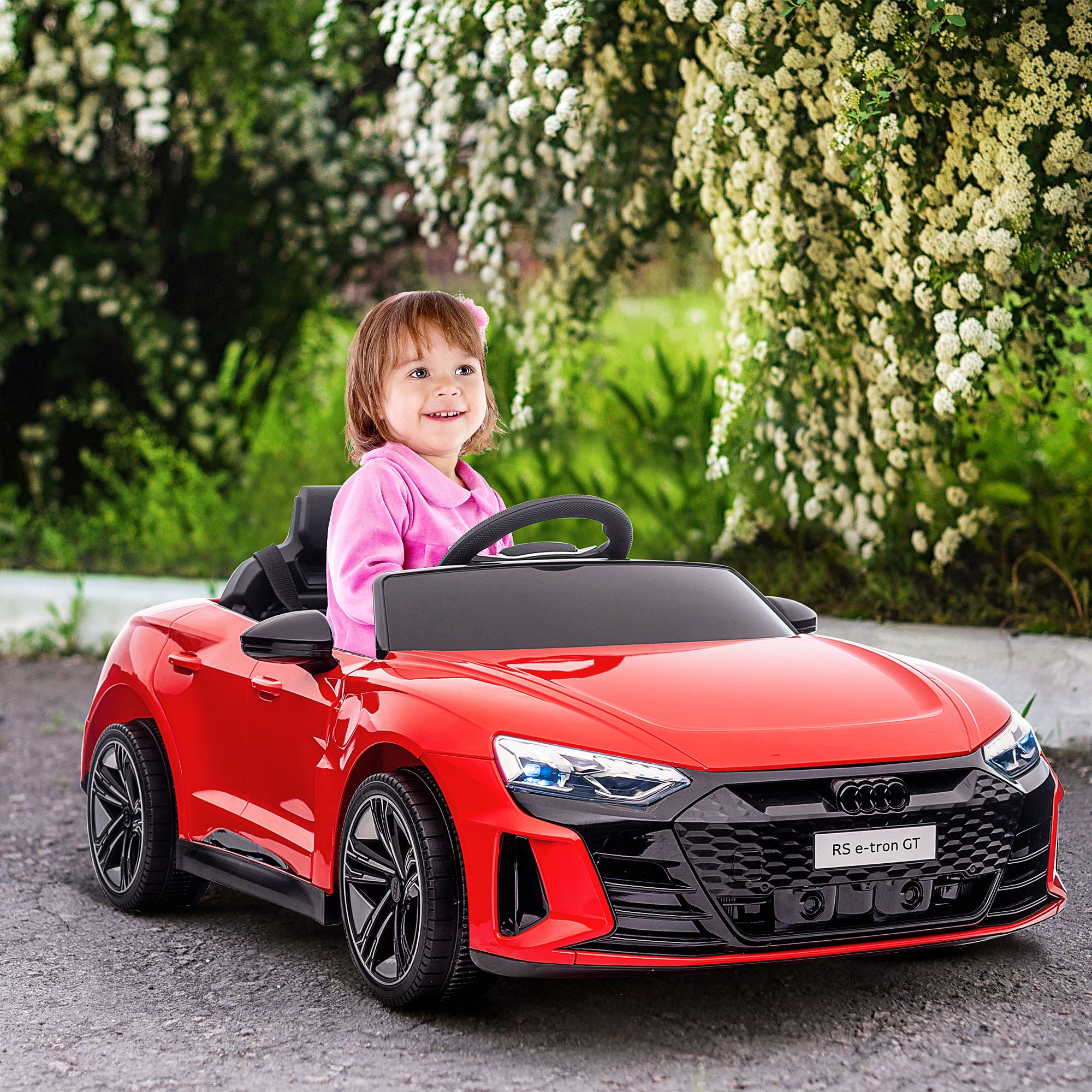 Kids Electric Ride On Car HOMCOM Audi Licensed 12V Electric Car, with Remote Control, Suspension System, Lights, Music, Motor - Red - anydaydirect