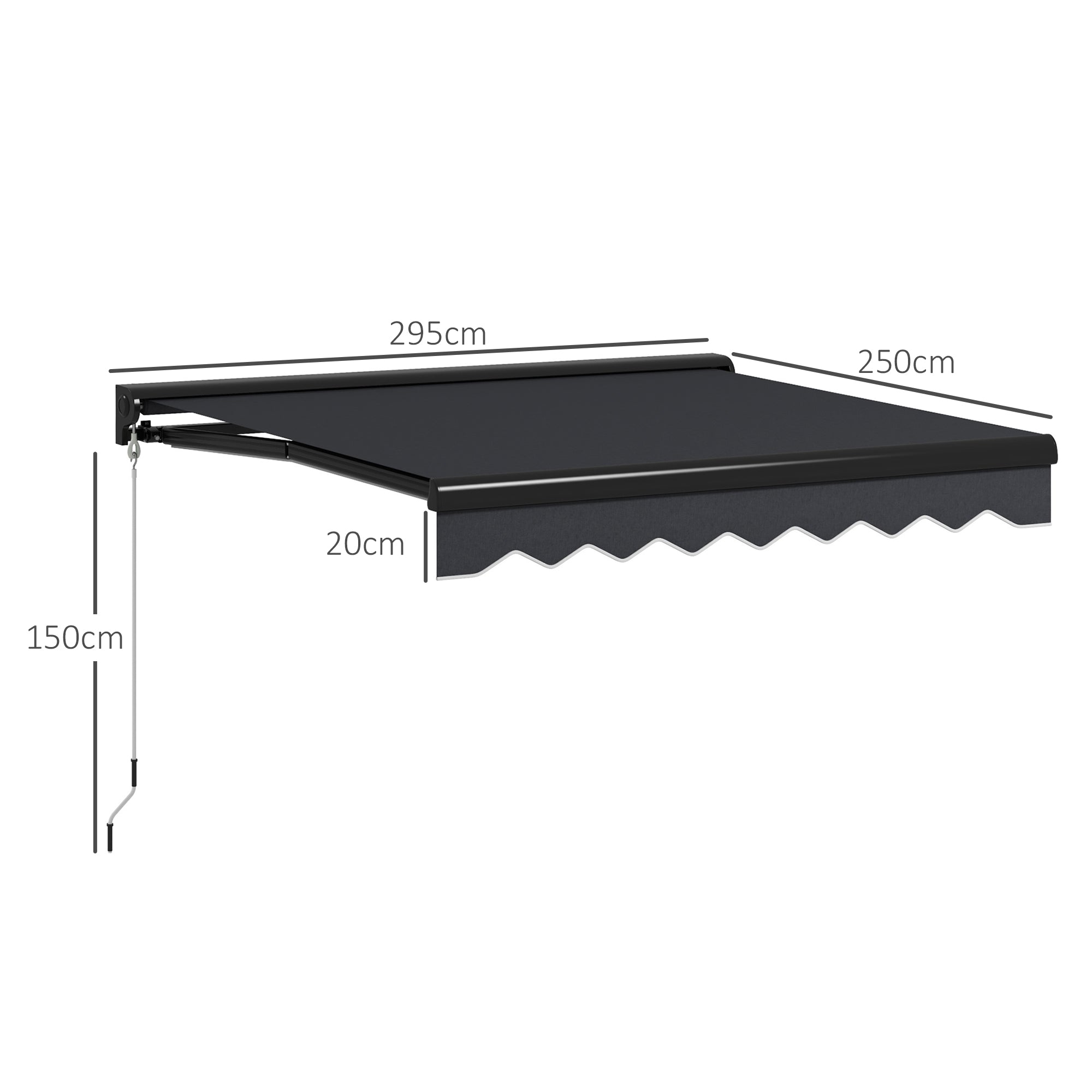 Outsunny 3 x 2.5m Electric Awning with LED Light, Aluminium Frame Retractable Awning Sun Canopies for Patio Door Window - anydaydirect