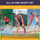 SPORTNOW Badminton Net Set, Height Adjustable Net for Pickleball, Volleyball, Badminton, with 3 Shuttlecocks, 4 Rackets - anydaydirect