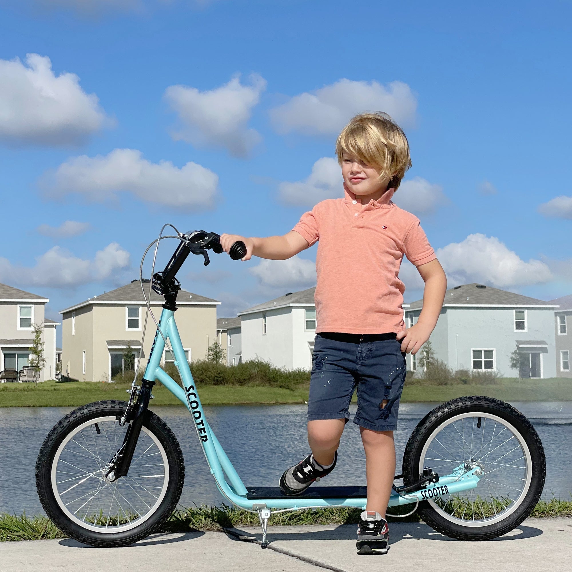 HOMCOM Kids Kick Scooter, Steel Frame, Adjustable Height, Smooth Ride, Safety Brakes, Blue - anydaydirect