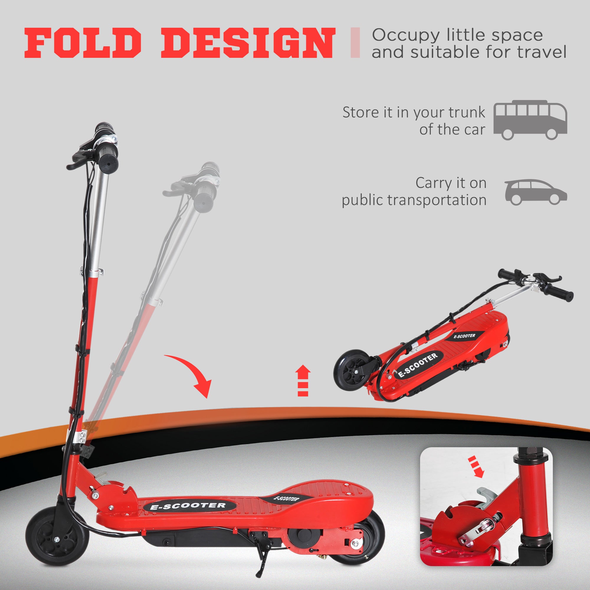 HOMCOM Kids Folding Electric Bike Children E Scooter Ride on Toy 2x12V Recharge Battery 120W Adjustable Height Wheels Suitable for 7-14 yrs - anydaydirect
