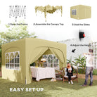 Outsunny 3 x 3m Pop-Up Gazebo Shelter, with Accessories - Sand - anydaydirect