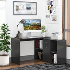 HOMCOM L-Shaped Computer Desk with Storage Compartments, Drawer and Cabinet, Laptop PC Corner Table, Home Office Workstation, 120 x 115 x 76cm, Black - anydaydirect