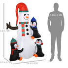 HOMCOM Christmas Inflatable Snowman and Penguins Outdoor Home Seasonal Decoration w/ LED Light - anydaydirect