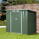 Outsunny Pend Garden Storage Shed w/ Foundation Double Door Ventilation Window Sloped Roof Equipment Tool Storage 213 x 130 x 173 cm - anydaydirect