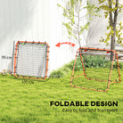 HOMCOM Double Sided Football Rebounder Net, Football Rebound Goal with Five Adjustable Angles, Orange - anydaydirect