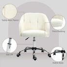 HOMCOM Teddy Fleece Swivel Office Chair - Cream - anydaydirect
