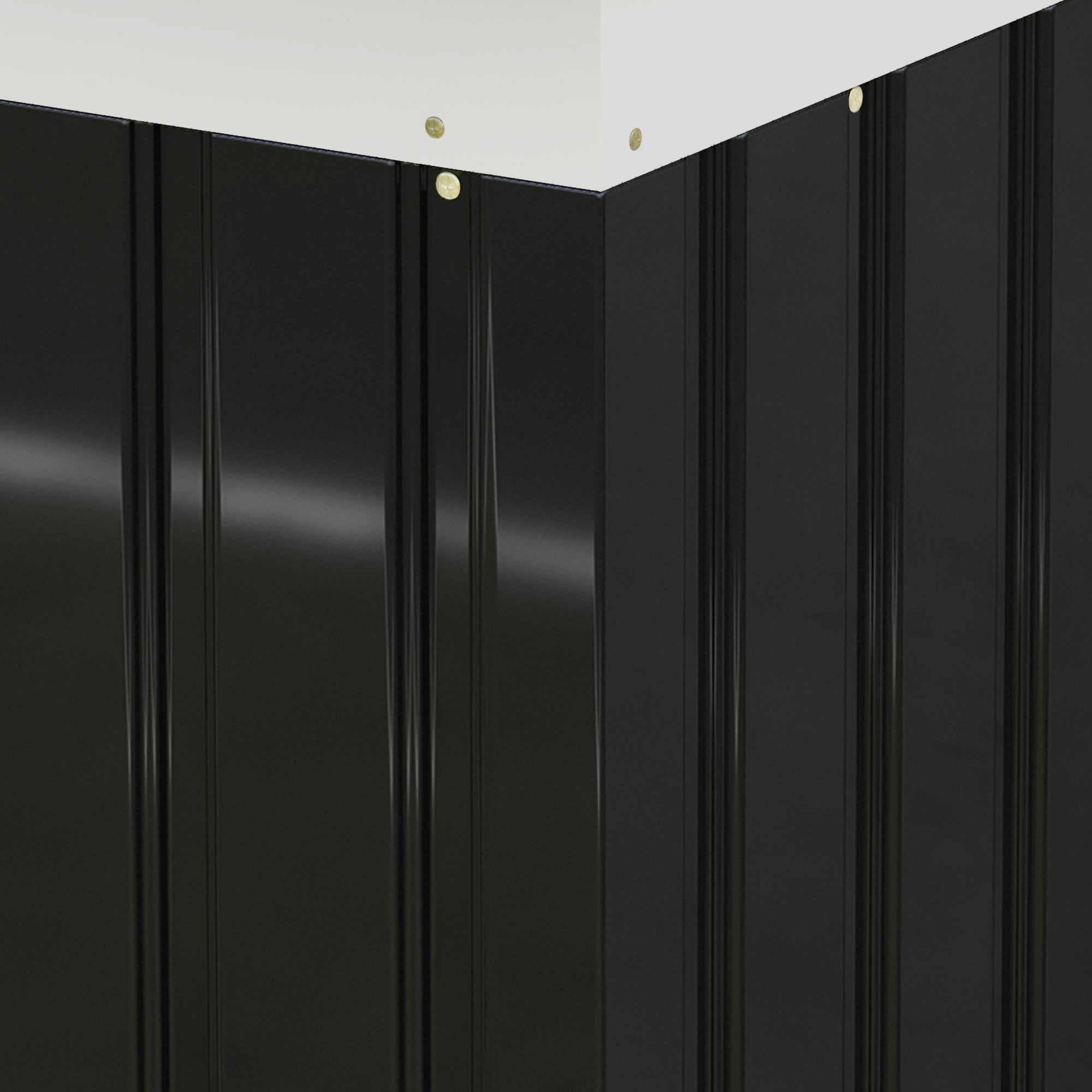 Outsunny 9 x 4 ft Metal Garden Storage Shed Patio Corrugated Steel Roofed Tool Box with Base, Kit Ventilation and Doors, Dark Grey - anydaydirect