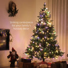 HOMCOM 6ft Prelit Artificial Christmas Tree with Dual Colour LED Light and 1078 Tips, Metal Base, Realistic Hinged Xmas Tree, Green - anydaydirect