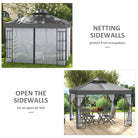 Outsunny 3 x 3(m) Patio Gazebo Canopy Garden Pavilion Tent Shelter with 2 Tier Roof and Mosquito Netting, Steel Frame, Grey - anydaydirect