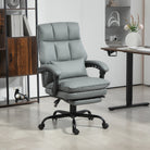 HOMCOM Faux Leather Reclining Office Chair, with Footrest - Grey - anydaydirect
