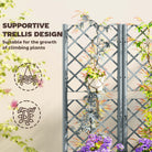 Outsunny Raised Garden Bed with Trellis, Plastic Planter Box with Drainage Holes, Drain Plugs and Water Reservoirs for Climbing Plants, Vegetables, Flowers, Grey - anydaydirect