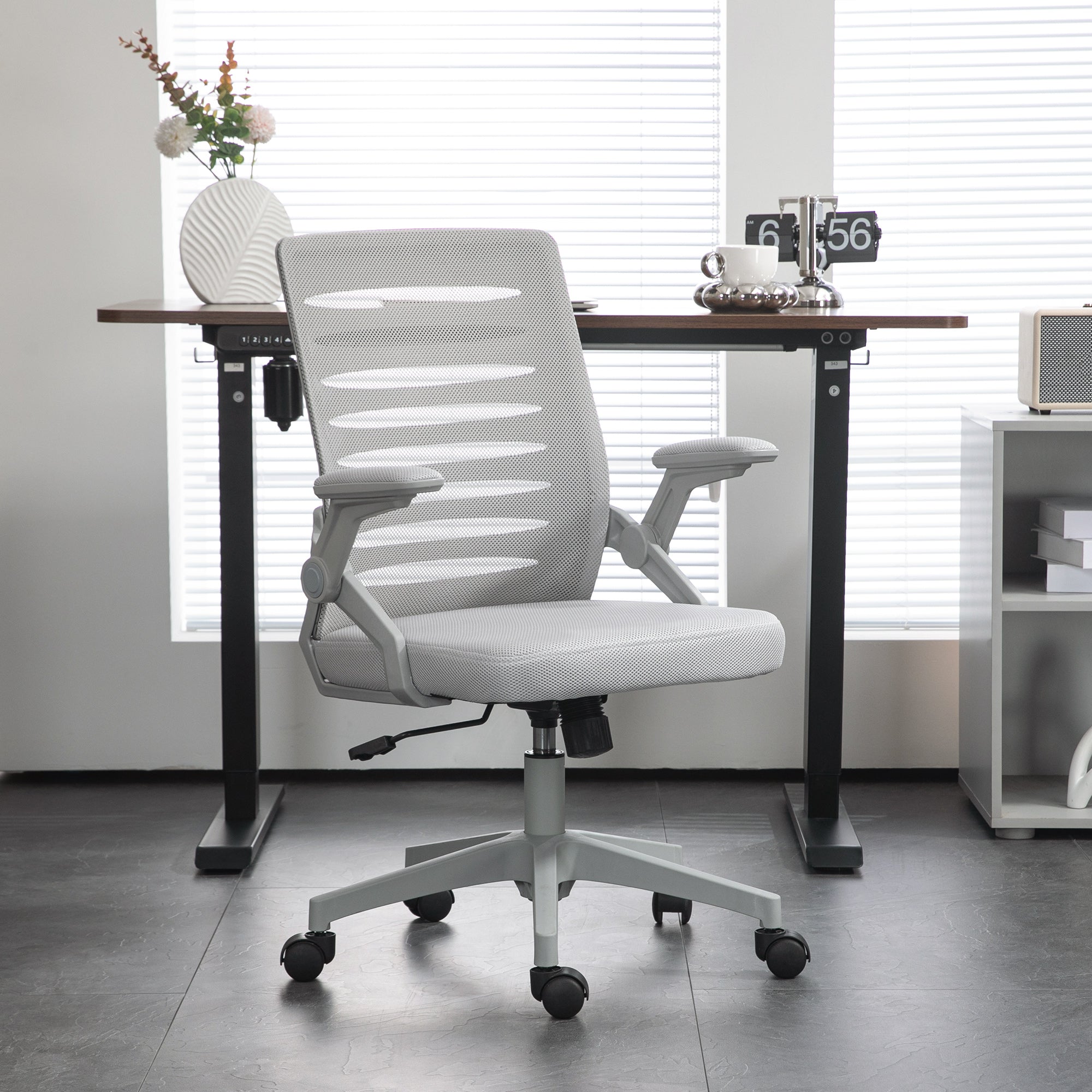 Vinsetto 44-53.5cm Adjustable Height Work Chair, with Mesh Back - Grey - anydaydirect