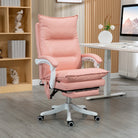 Vinsetto Vibration Massage Office Chair with Heat, Ergonomic Computer Desk Chairs, Faux Leather Desk Chair with Footrest, Armrest and Reclining Backrest, Pink - anydaydirect