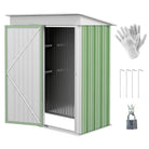 Outsunny 5'x3'x6' Metal Garden Shed Roofed Lean-to Shed for Tool Motor Bike, with Adjustable Shelf, Lock, Gloves, Green - anydaydirect