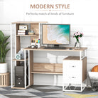 HOMCOM Computer Desk with Drawers and Bookshelf, Writing Desk for Home Office with Storage Shelves, Study Workstation, Oak - anydaydirect